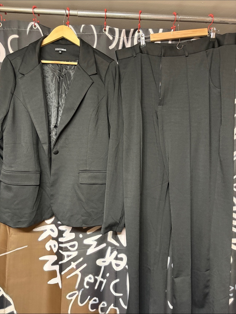 Fashion Nova Women's Black Two-Piece Suit Jacket & Pants